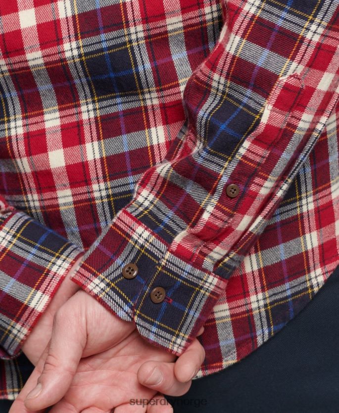 Superdry rød klær 86P46D204 vintage tømmerhuggerskjorte i økologisk bomull menn