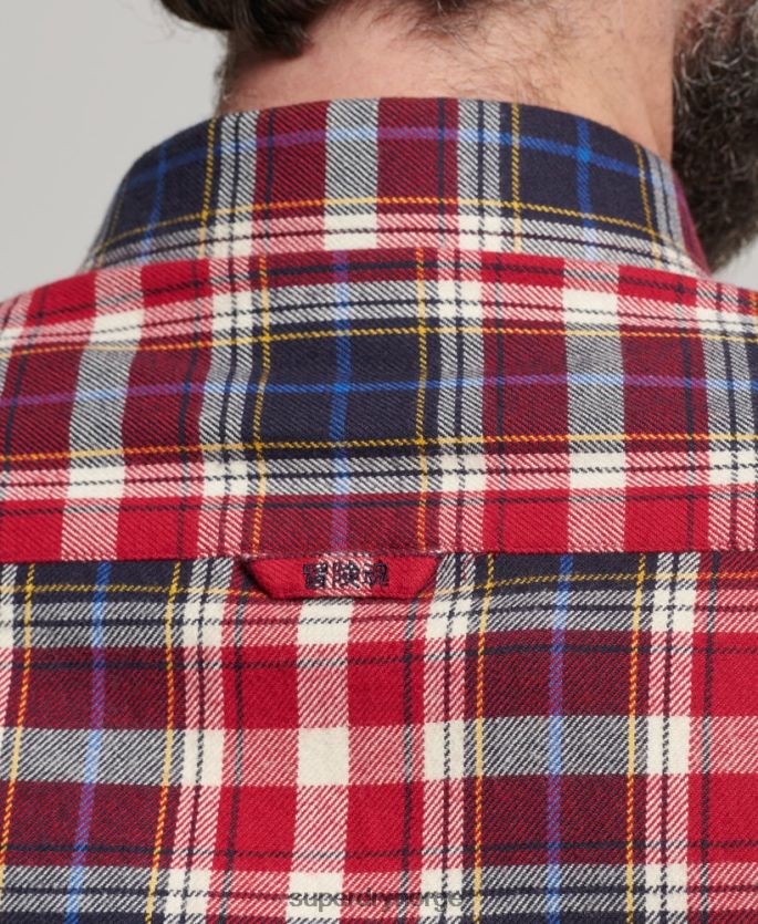 Superdry rød klær 86P46D204 vintage tømmerhuggerskjorte i økologisk bomull menn