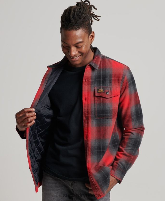 Superdry rød klær 86P46D6393 vattert rutete overskjorte menn