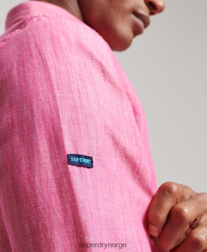 Superdry rosa klær 86P46D133 organisk bomull studios skjorte med knapper i lin menn