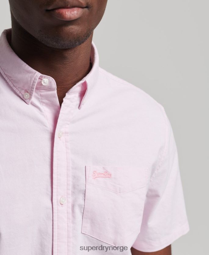 Superdry rosa klær 86P46D197 vintage oxford kortermet skjorte i økologisk bomull menn