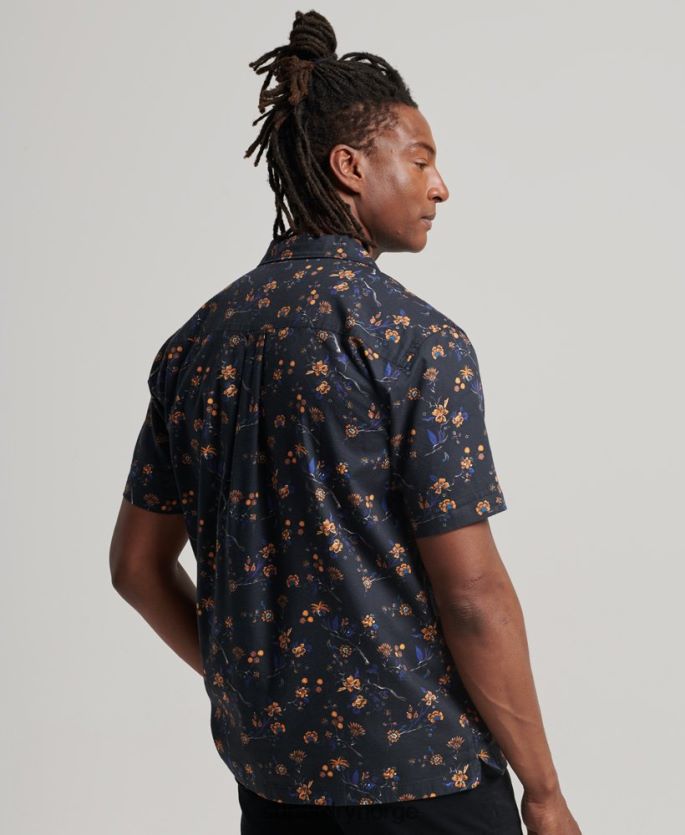 Superdry svart klær 86P46D127 skjorte med åpen krage menn