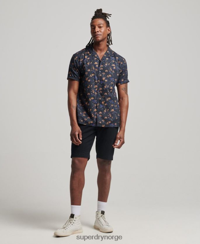 Superdry svart klær 86P46D127 skjorte med åpen krage menn