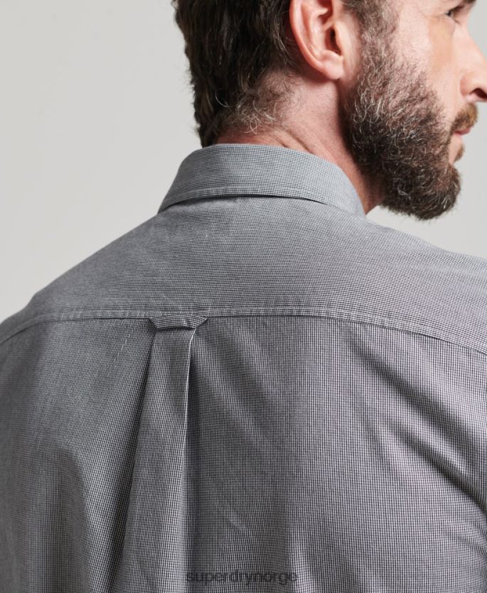 Superdry svart klær 86P46D147 mikrorutet skjorte i bomull menn