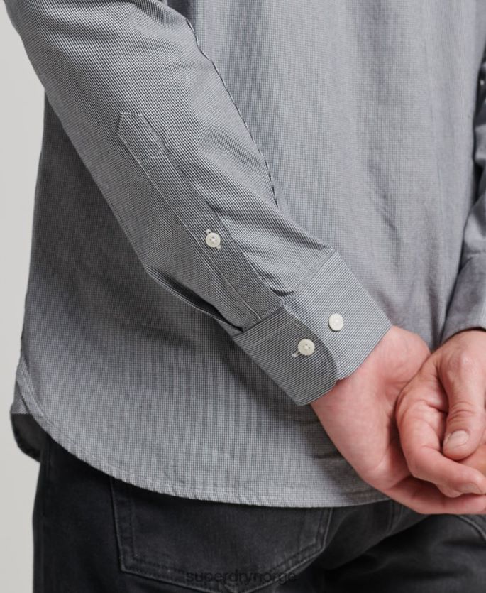 Superdry svart klær 86P46D147 mikrorutet skjorte i bomull menn