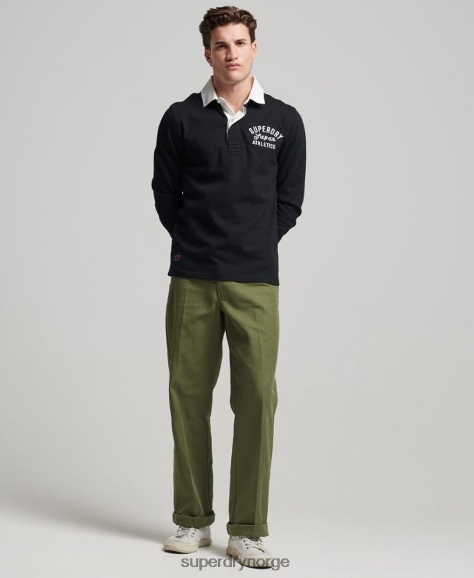 Superdry svart klær 86P46D1523 vintage rugbyskjorte med applikasjoner menn