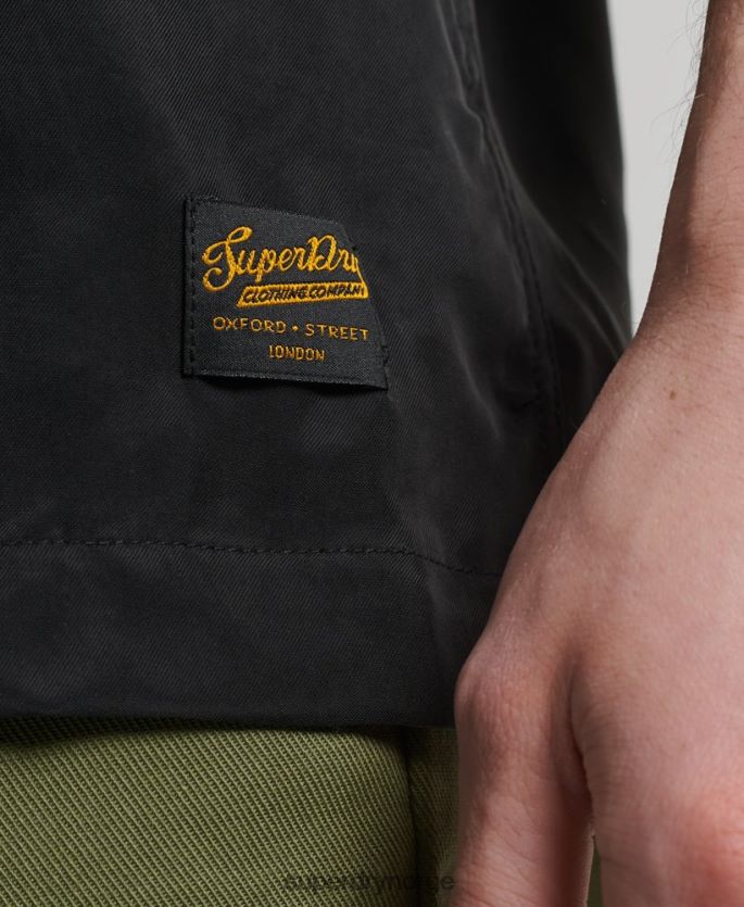 Superdry svart klær 86P46D172 vintage kortermet bowlingskjorte menn
