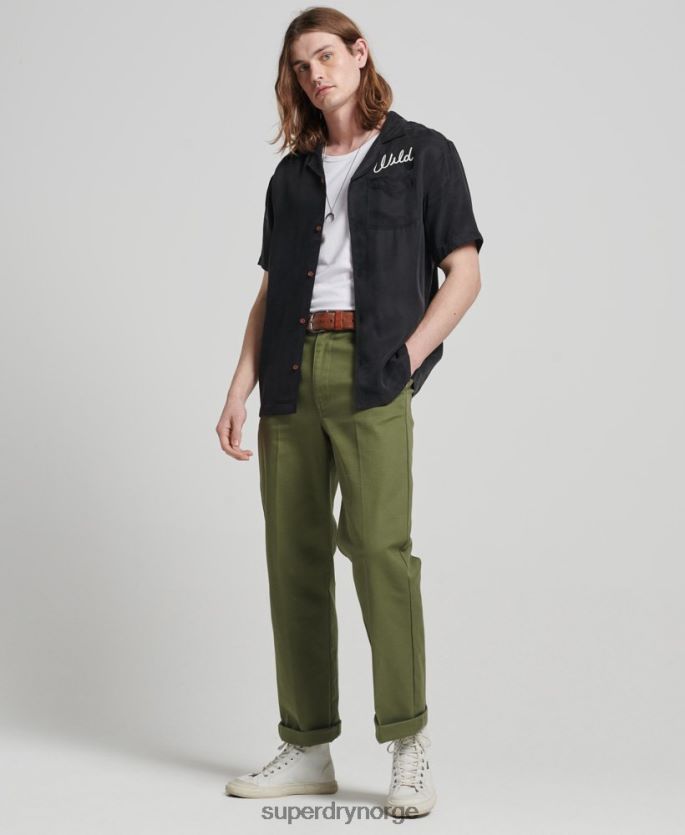 Superdry svart klær 86P46D172 vintage kortermet bowlingskjorte menn