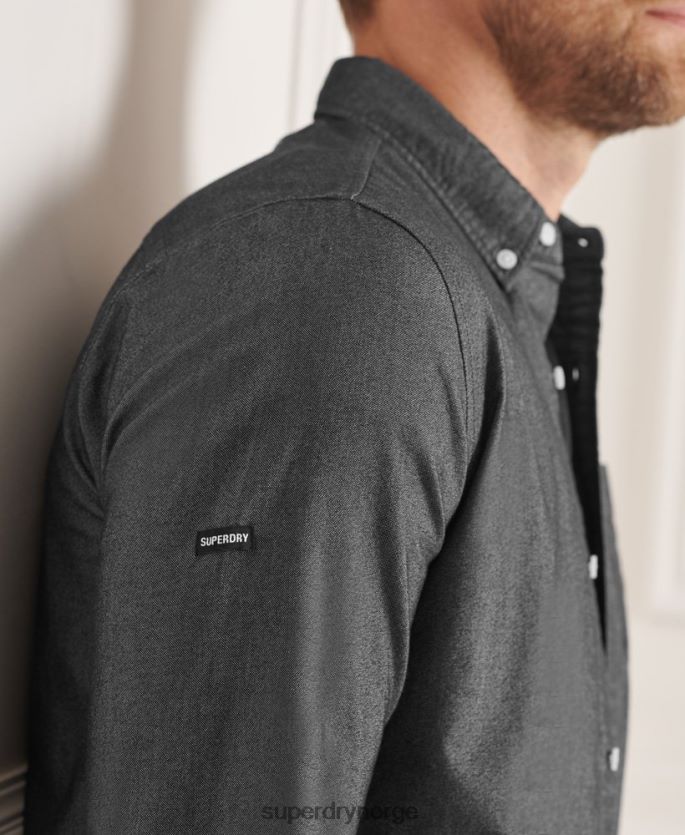 Superdry svart klær 86P46D221 uni oxford skjorte i økologisk bomull menn
