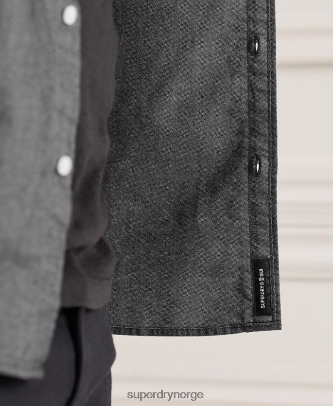 Superdry svart klær 86P46D221 uni oxford skjorte i økologisk bomull menn