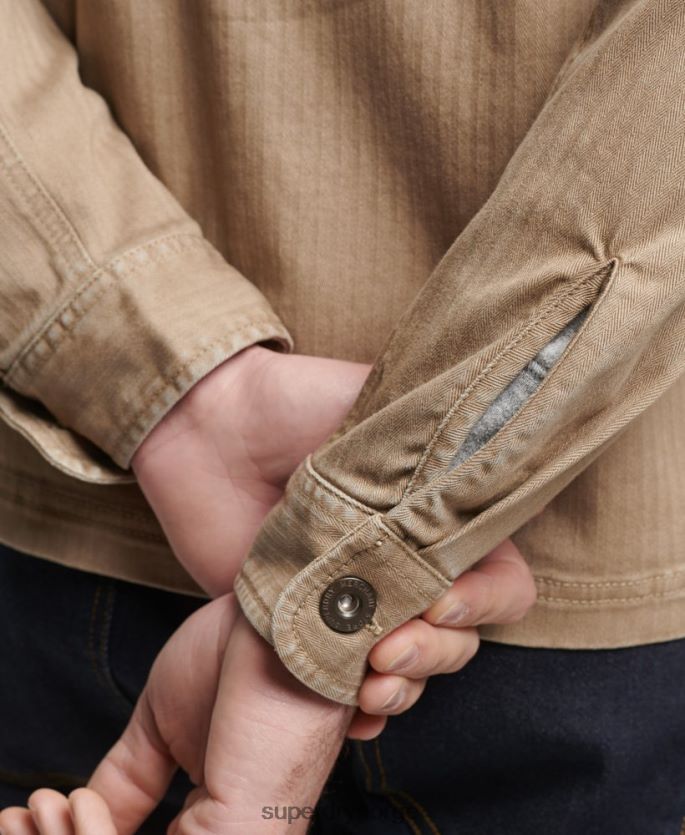 Superdry tan klær 86P46D150 handelsbutikk - fiskebeinsoverskjorte menn