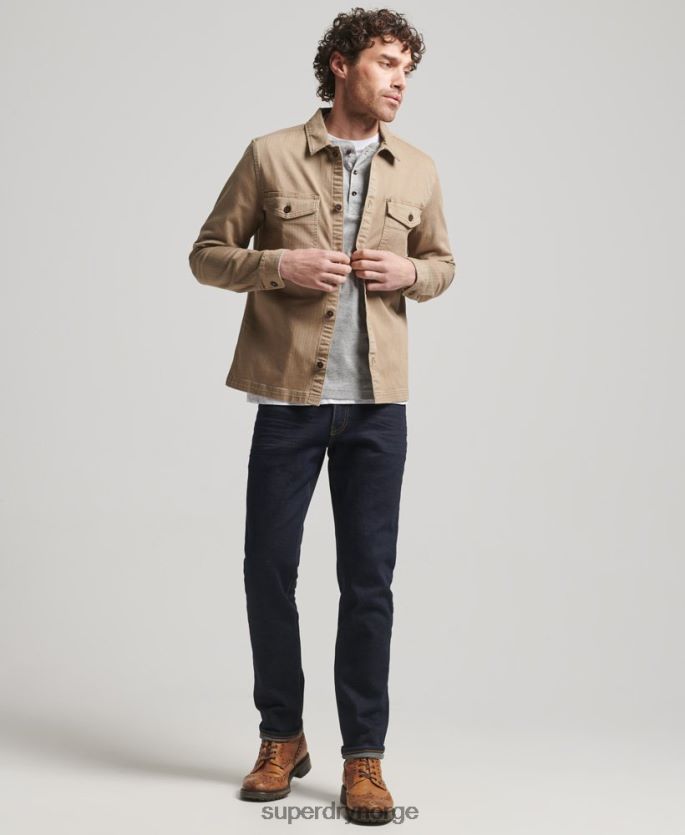 Superdry tan klær 86P46D150 handelsbutikk - fiskebeinsoverskjorte menn
