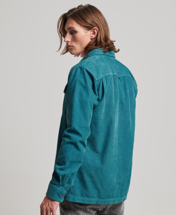 Superdry turkis klær 86P46D201 vintage overskjorte med ledning menn