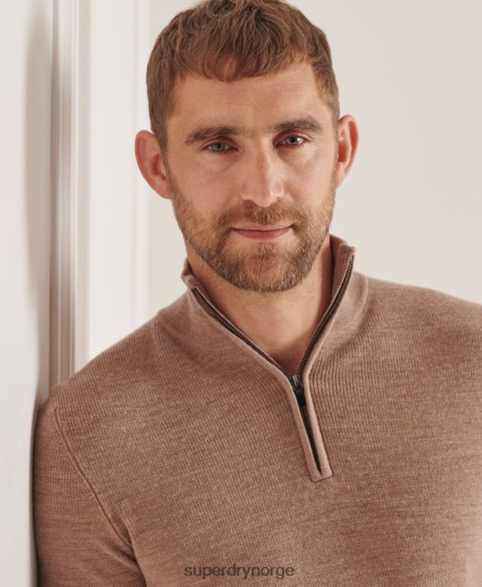 Superdry beige klær 86P46D1323 studios merino henley genser menn