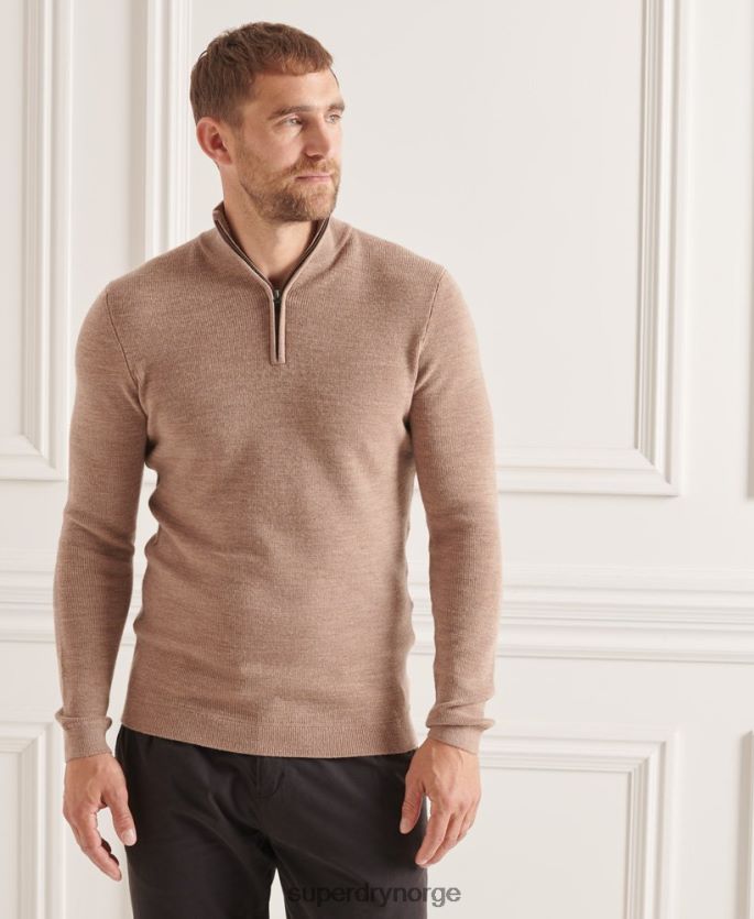 Superdry beige klær 86P46D1323 studios merino henley genser menn