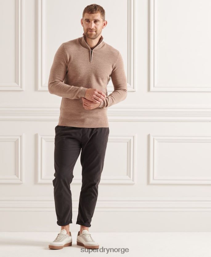 Superdry beige klær 86P46D1323 studios merino henley genser menn