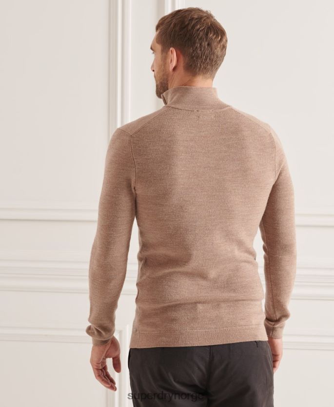 Superdry beige klær 86P46D1323 studios merino henley genser menn