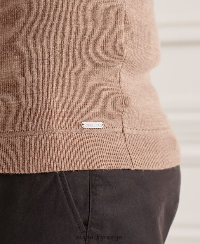 Superdry beige klær 86P46D1323 studios merino henley genser menn