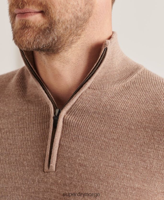 Superdry beige klær 86P46D1323 studios merino henley genser menn