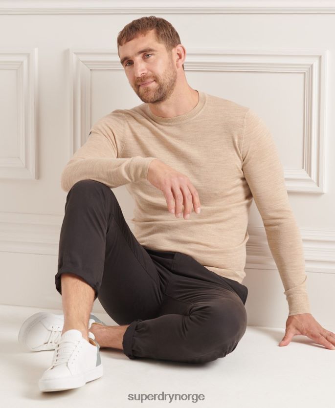 Superdry beige klær 86P46D5297 studios merino crew jumper menn