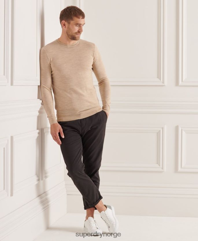 Superdry beige klær 86P46D5297 studios merino crew jumper menn