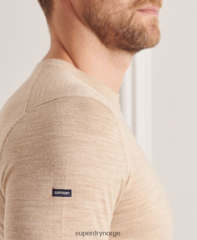 Superdry beige klær 86P46D5297 studios merino crew jumper menn