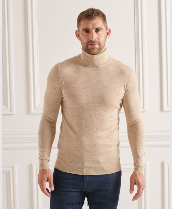 Superdry beige klær 86P46D5310 studios merino genser med rullehals menn