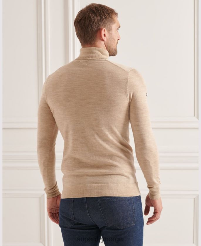Superdry beige klær 86P46D5310 studios merino genser med rullehals menn