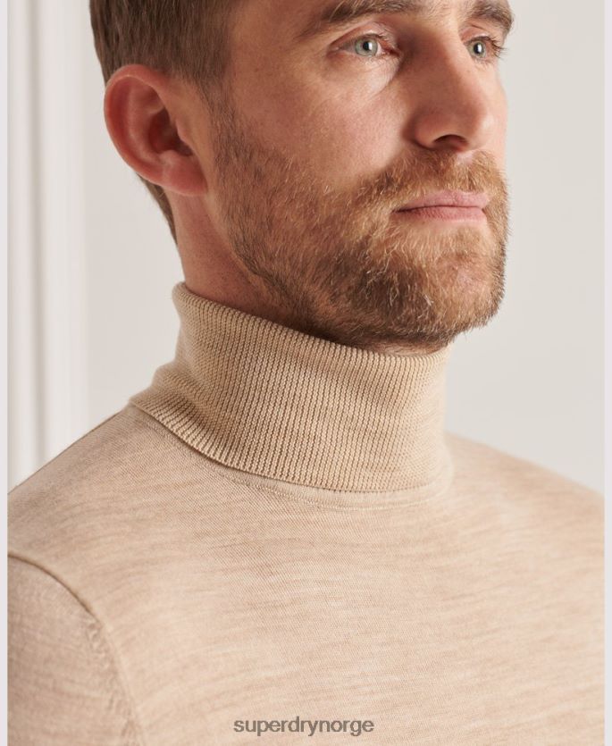 Superdry beige klær 86P46D5310 studios merino genser med rullehals menn