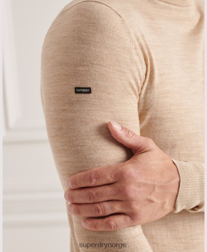 Superdry beige klær 86P46D5310 studios merino genser med rullehals menn