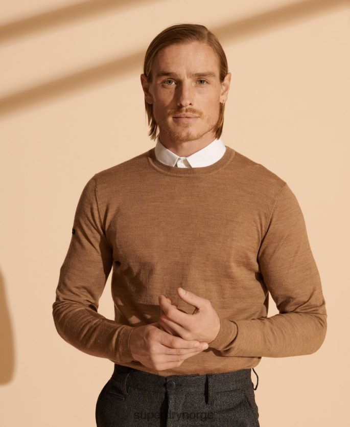 Superdry beige klær 86P46D5334 merino lettvekts genser menn