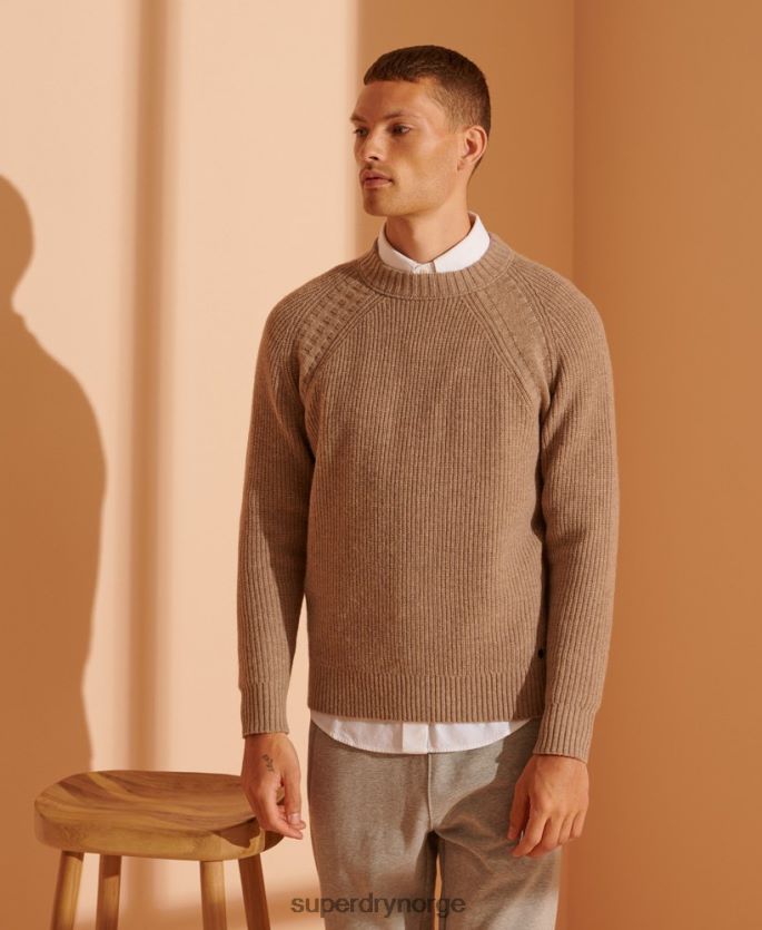 Superdry beige klær 86P46D5355 genser med yak merinoblanding i begrenset opplag menn