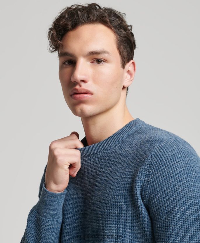 Superdry blå klær 86P46D1253 vintage teksturert crew strikket genser menn