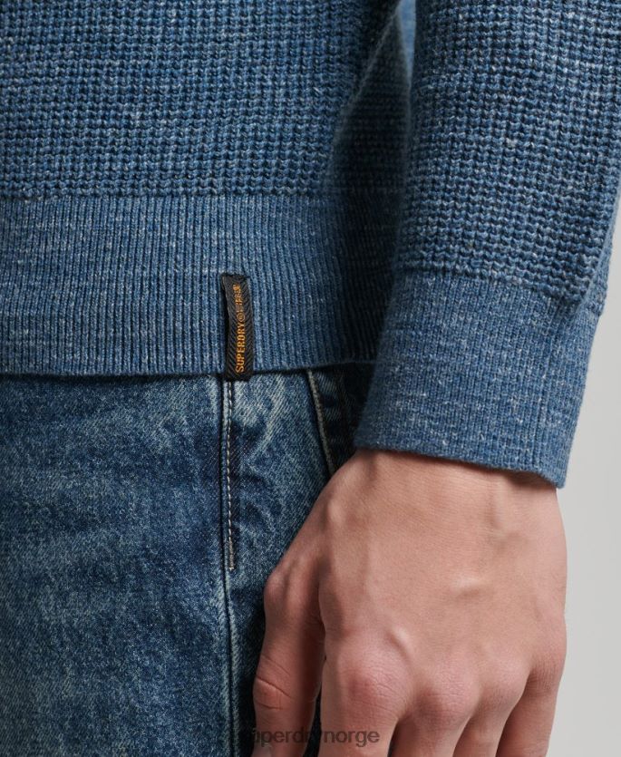 Superdry blå klær 86P46D1253 vintage teksturert crew strikket genser menn