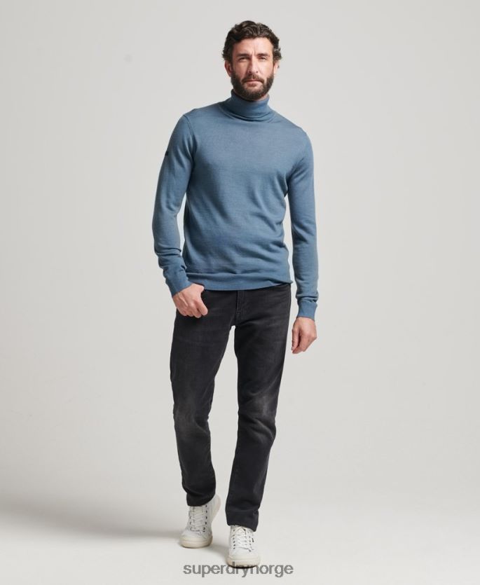 Superdry blå klær 86P46D1278 merino genser med rullehals menn