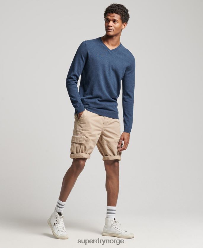 Superdry blå klær 86P46D5248 vintage genser av kashmirblanding i økologisk bomull menn