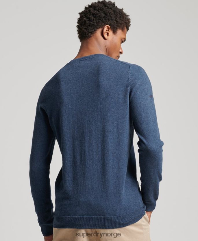 Superdry blå klær 86P46D5248 vintage genser av kashmirblanding i økologisk bomull menn