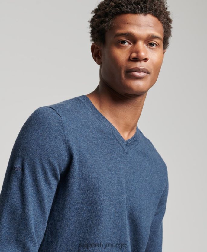 Superdry blå klær 86P46D5248 vintage genser av kashmirblanding i økologisk bomull menn