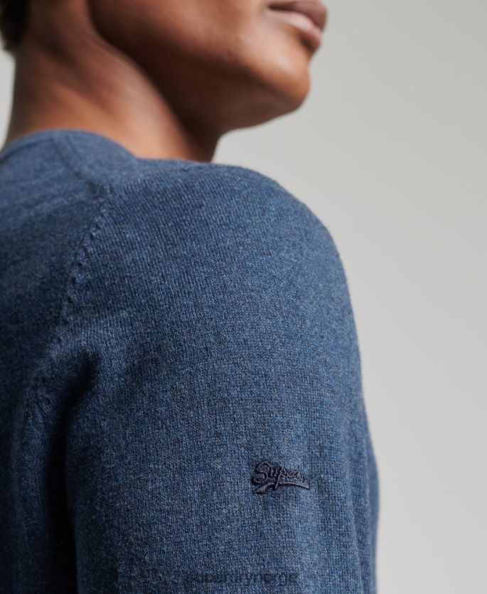 Superdry blå klær 86P46D5248 vintage genser av kashmirblanding i økologisk bomull menn