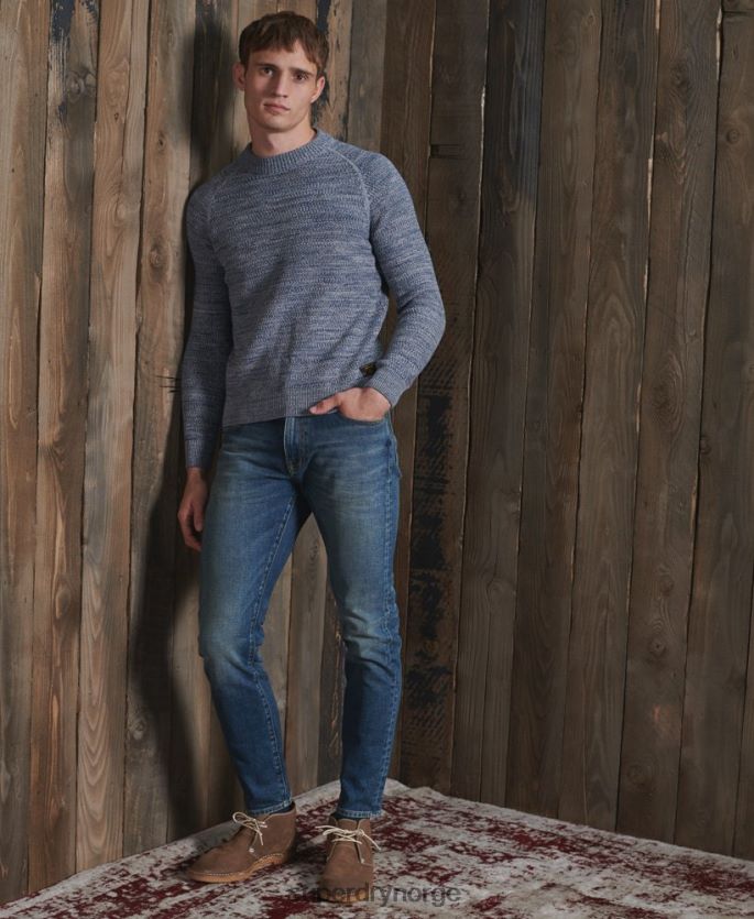 Superdry blå klær 86P46D5316 keystone strikket genser i økologisk bomull menn