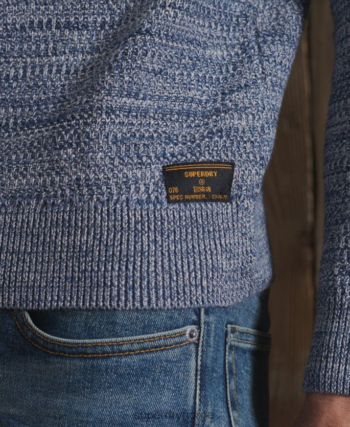 Superdry blå klær 86P46D5316 keystone strikket genser i økologisk bomull menn