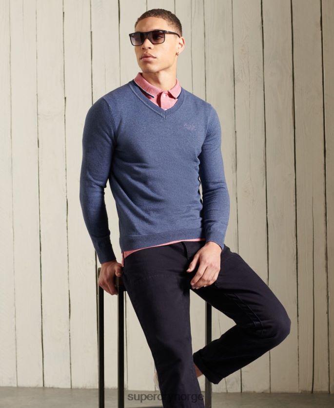 Superdry blå klær 86P46D5328 oransje genser med v-hals menn