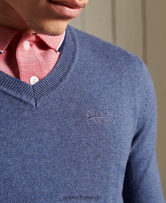 Superdry blå klær 86P46D5328 oransje genser med v-hals menn