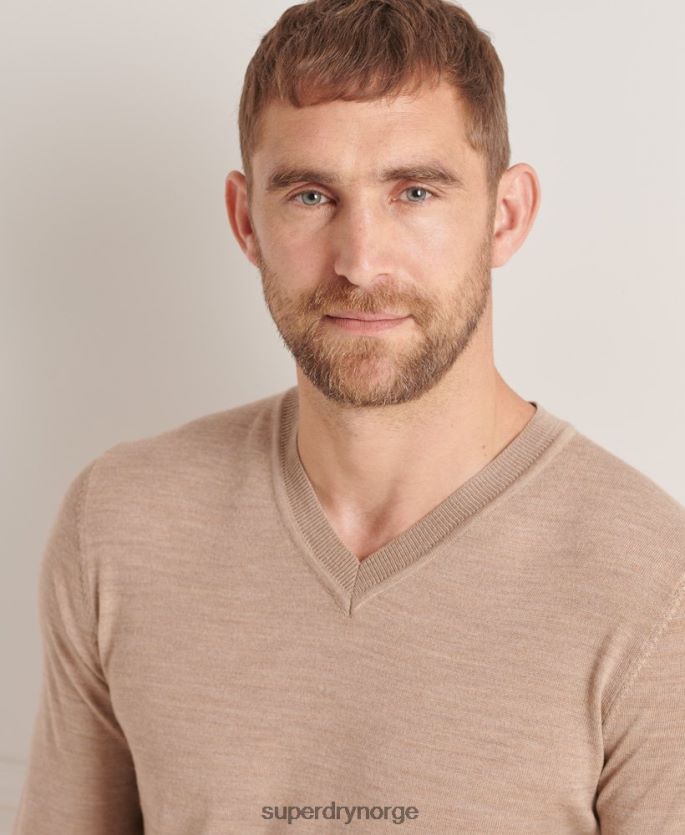 Superdry brun klær 86P46D1320 merino genser med v-hals menn