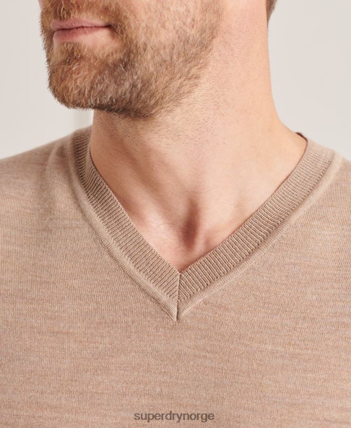 Superdry brun klær 86P46D1320 merino genser med v-hals menn