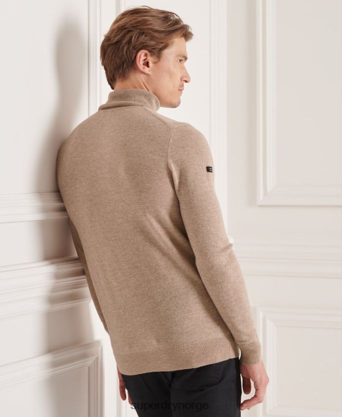 Superdry brun klær 86P46D5319 studios genser i lammeull med rullehals menn