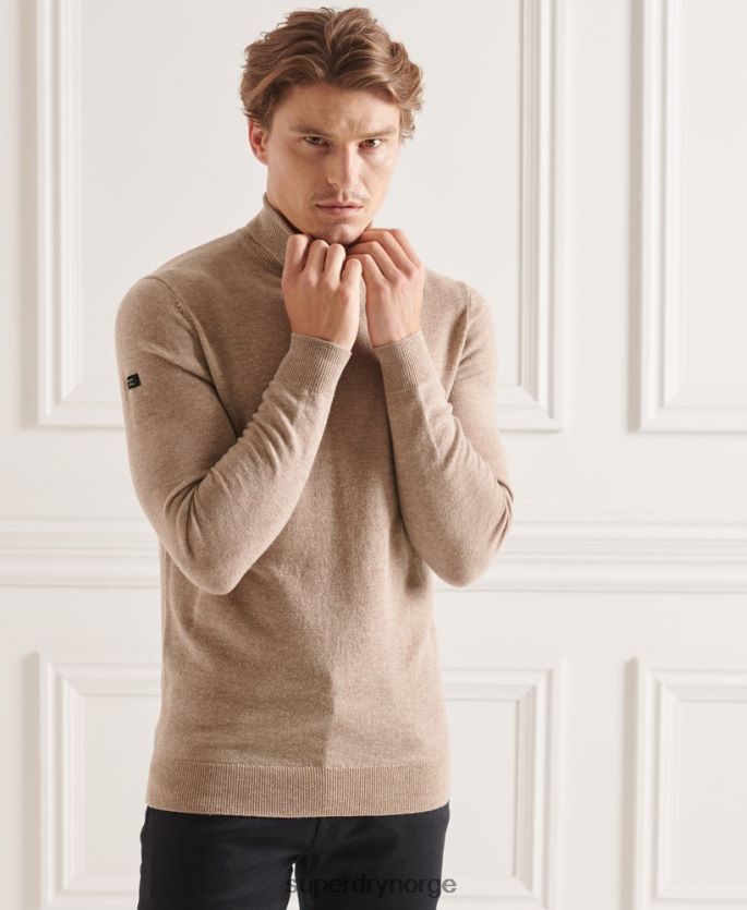 Superdry brun klær 86P46D5319 studios genser i lammeull med rullehals menn