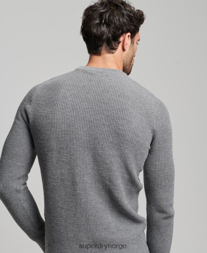 Superdry grå klær 86P46D1236 vintage teksturert crew strikket genser menn