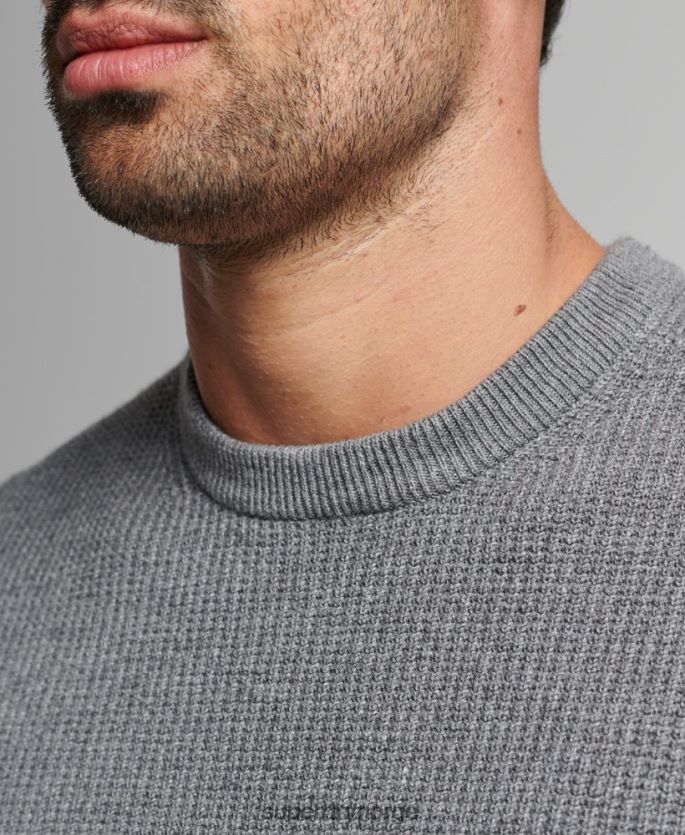 Superdry grå klær 86P46D1236 vintage teksturert crew strikket genser menn