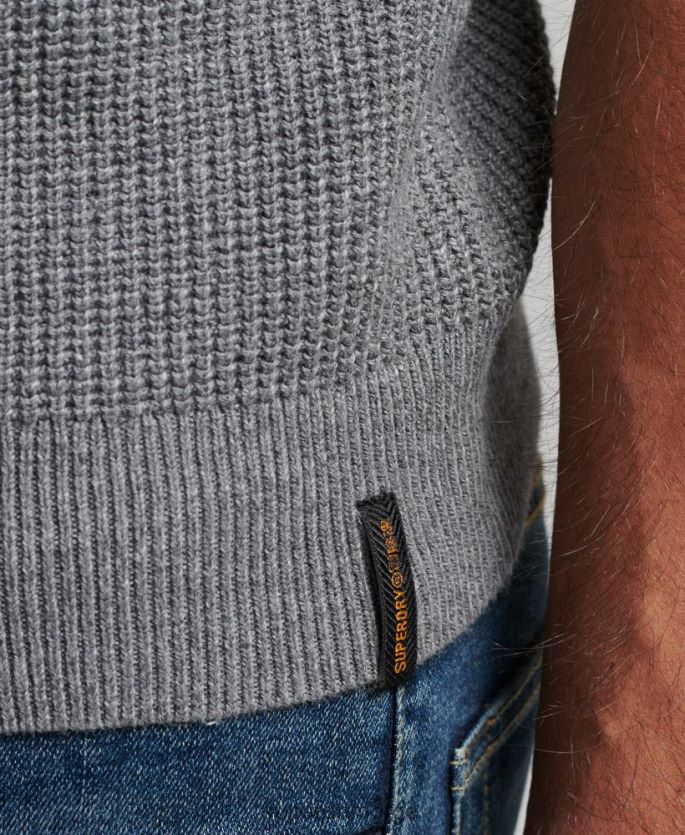 Superdry grå klær 86P46D1236 vintage teksturert crew strikket genser menn
